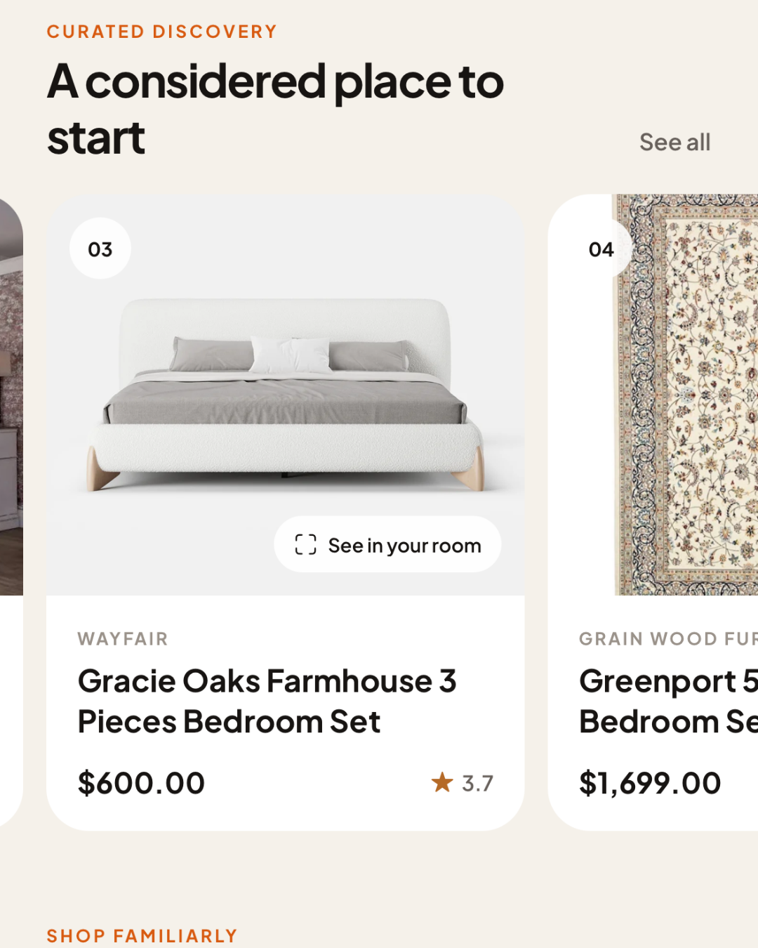 Furniture discovery and product browsing in SnapStuff
