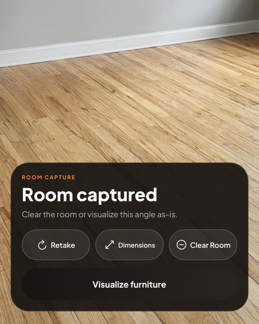 A room captured in SnapStuff before visualizing furniture